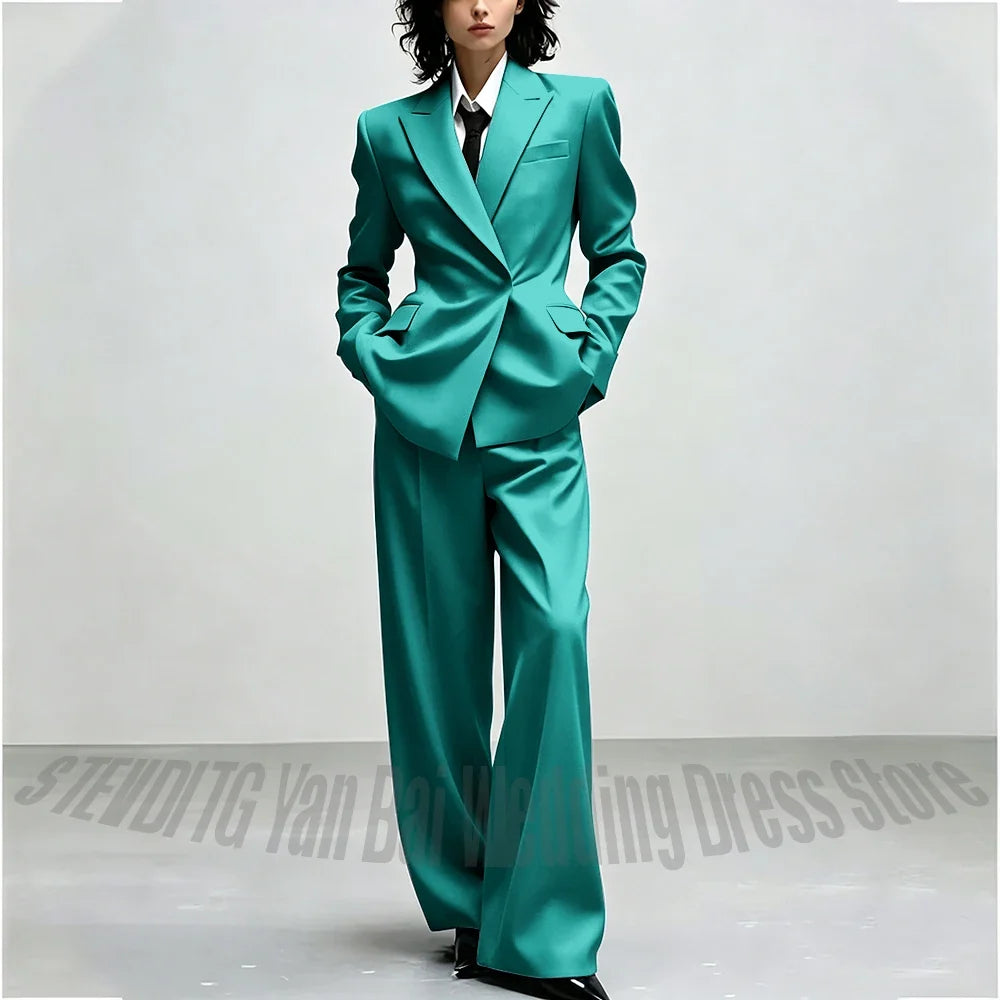 Casual Women Suit Trendy Solid Black Long Sleeve Lapel Straight Fashion Jacket Pants All-Match Shopping Street Style Daily Wear