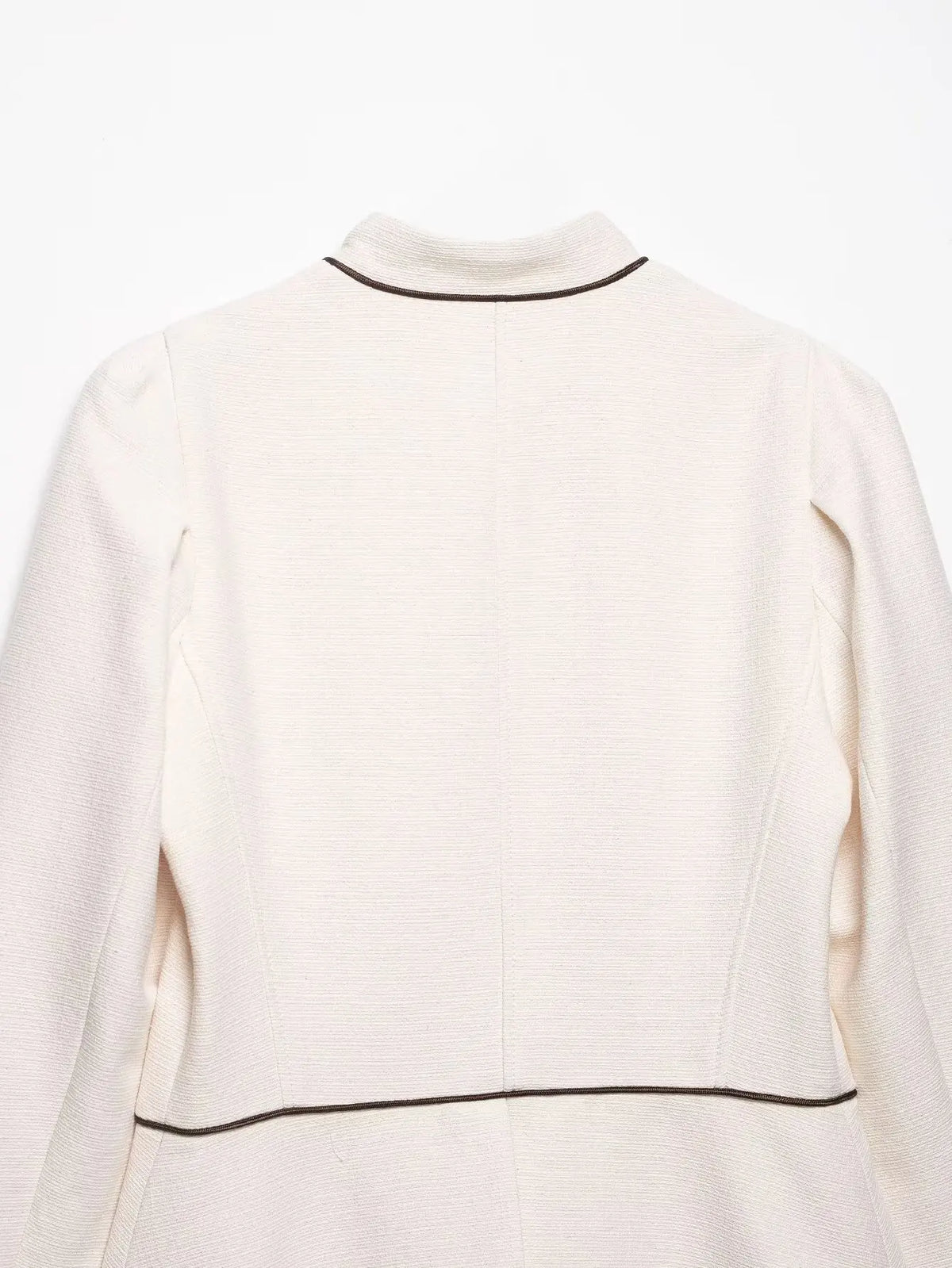 2026 Women Spring Elegant Single Breasted Stand Collar Long Sleeves Short Coat Woman Fashion Casual Beige Tweed Blazer Jacket