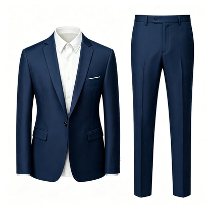 Men's Suit Set Wedding Elegant High Quality Blazer Pants Slim Fit Wrinkle Resistant Business Formal Breathable Durable