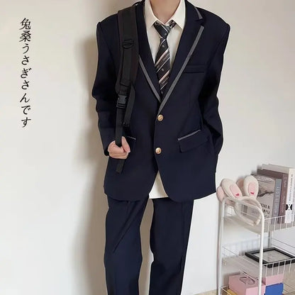 Large Size Korean Style Student Suit British College Style Jacket Men's Top Passport Photo Clothing Class Uniform