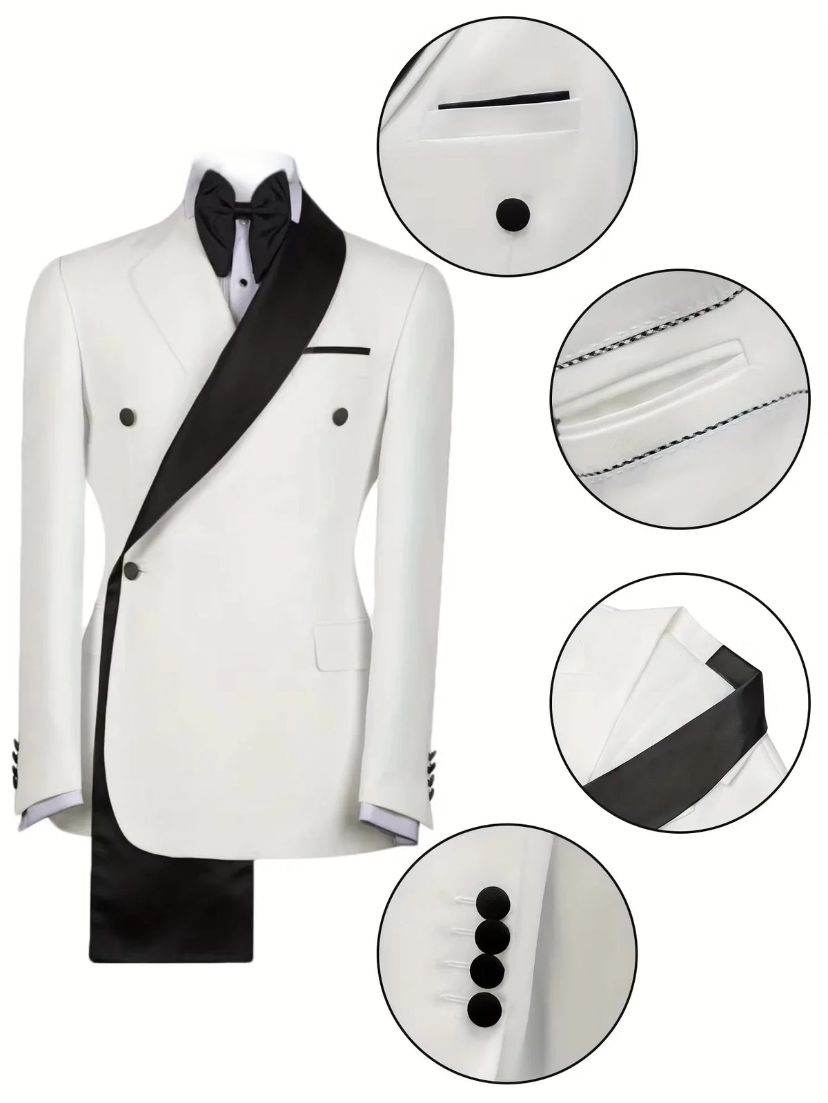 Luxury Elegant Men's 1 Piece Slim Fit Suit Blazer Tailcoat White Wedding Business Ball Gift For Husband