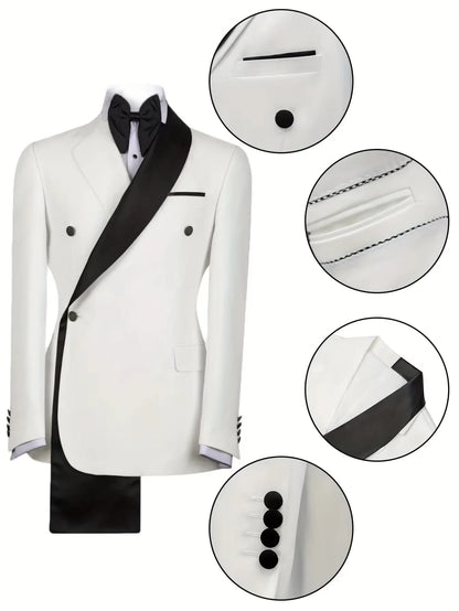 Luxury Elegant Men's 1 Piece Slim Fit Suit Blazer Tailcoat White Wedding Business Ball Gift For Husband