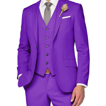 Costume de Mariage Formel pour Hommes Élégant Haut de Gamme Slim Fit 3 Pièces Blazer Gilet Pantalon Business Décontracté pour Soirée Dansante