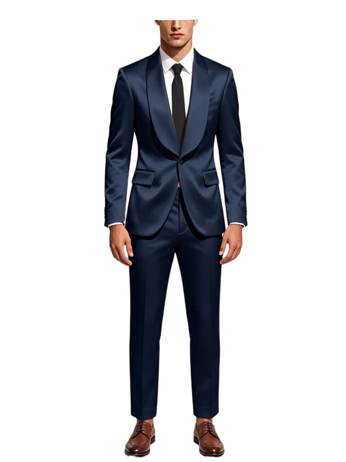 Men's Satin Suit 2-Piece Slim Fit Shawl Lapel Tuxedo for Wedding & Formal Events