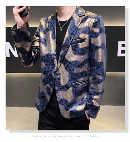 2026 Autumn Suede Men's Casual Suit Jacket Slim Fit Handsome High-quality Business Social Blazers Social Streetwear Dress Coat