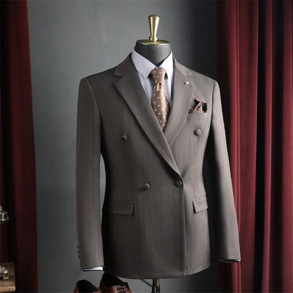 Man Suit Coat Double-breasted Long Sleeve Men Outerwear Slim Simple Solid Long Sleeve Comfortable Wedding Business Male Blazer