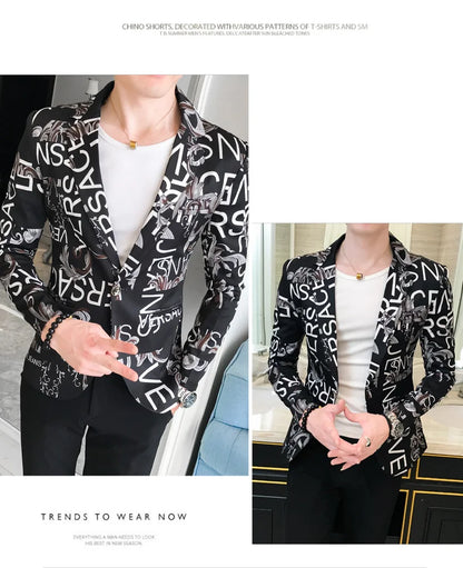 Men's Blazer Suit Jacket 2025 Spring New Fashion Korean Slim Suit Jacket Social Prom Dress Jacket Men's High Quality Clothing