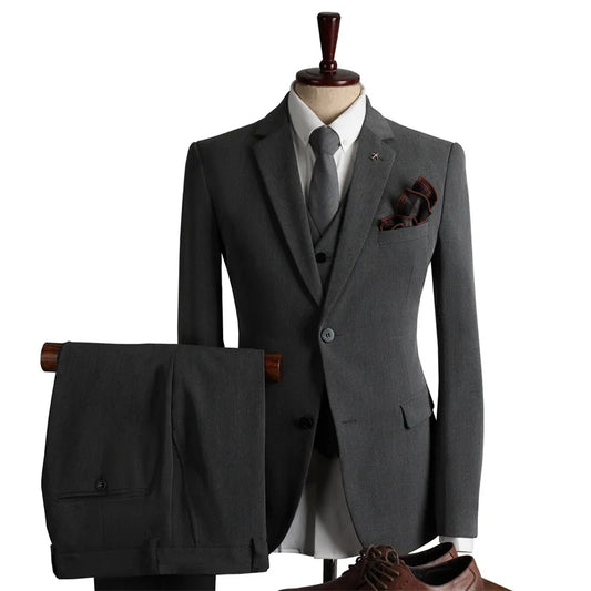 Black Men's 2-piece Suit Four Seasons Casual Business Formal Fashionable Slim Fit Wedding Groomsman Dress Suit Men's Clothing