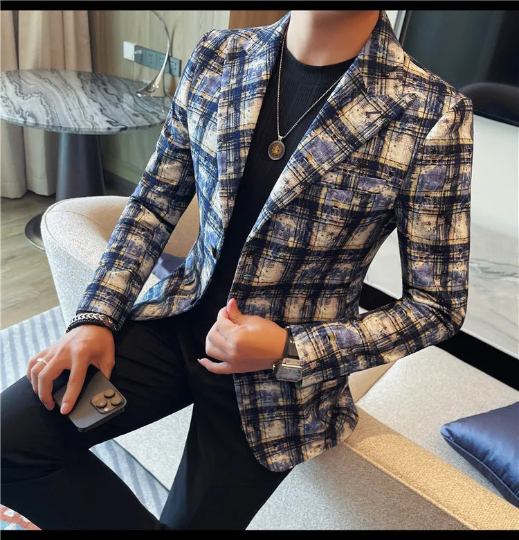 Autumn Winter Casual Suit Jackets Men's Korean Trendy Slim Handsome Wedding Business Blazer Streetwear Social Daily Dress Coat