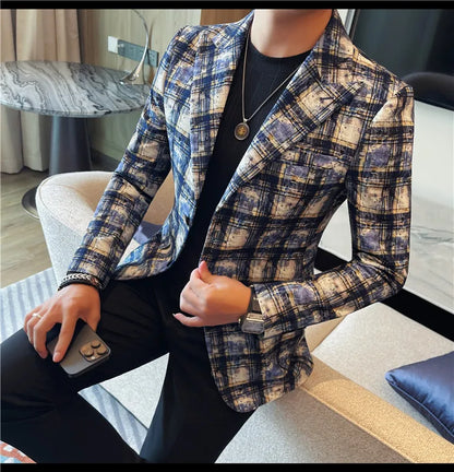 Autumn Winter Casual Suit Jackets Men's Korean Trendy Slim Handsome Wedding Business Blazer Streetwear Social Daily Dress Coat