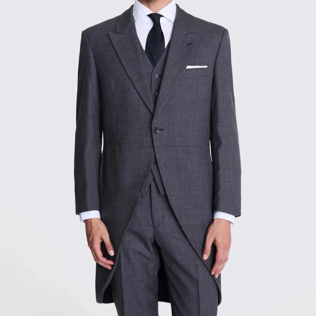 Men Suit 3 Piece Dark Gray With Lapel Single Button Business Casual For Wedding Banquet Work Tuxedo Jacket Vest With Pants