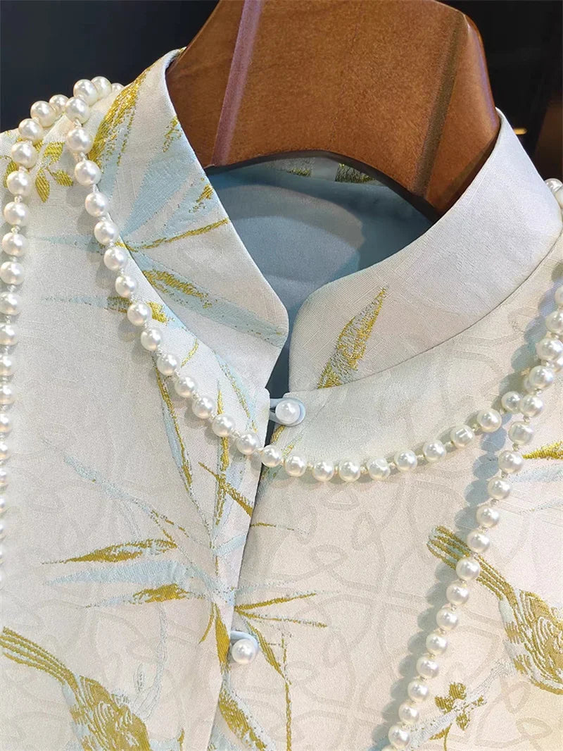 Spring Summer Women Chinese Style Sleeveless Jacket Retro Lady Large Size 5XL Vest Top Femme Fashion Jacquard Waistcoat Coat