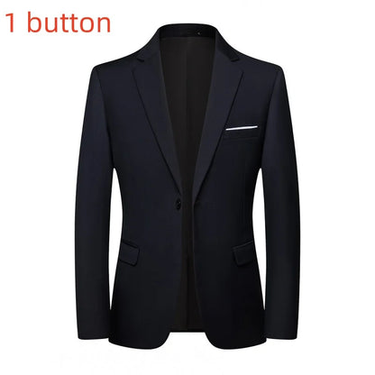 Blazer Fashion Men Business Casual Solid Color British Style Wedding Gentleman Slim Professional Formal Suit Blazer