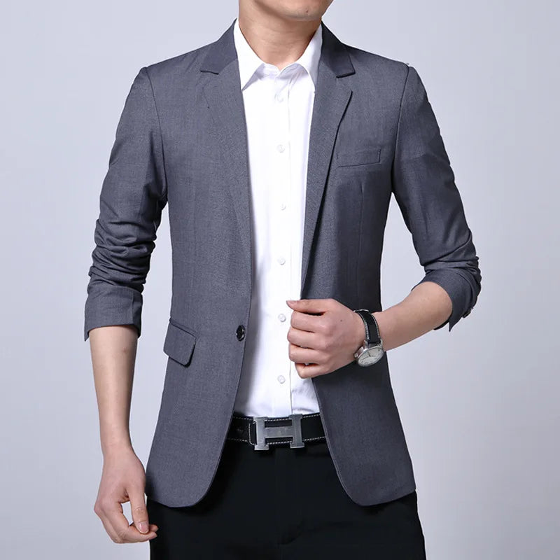 Blazer Men's Fashion Premium Business Outdoor Self-cultivation Gentleman English Style Solid Color Casual Hosts Weddings Blazer