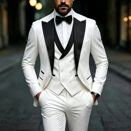 Fashion Men's Premium Solid Color Slim Fit Business Formal Suit Set, Perfect for Groom, Office, Wedding, Groomsman & Work Wear