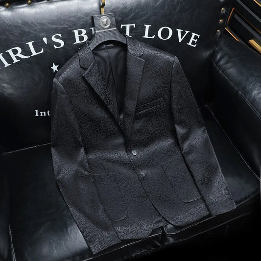 Brand Vintage Jacquard Suit Jacket Men 2026 Spring Slim Fit Casual Business Men Blazers Social Banquet Party Dress Coat M-4XL