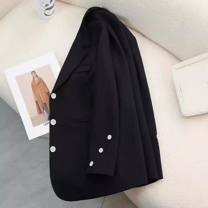 Autumn Blazers Femme 2024 Korean Fashion Office Lady Formal Jackets Coats Elegant Outerwears Long Sleeve Casual Solid Tops