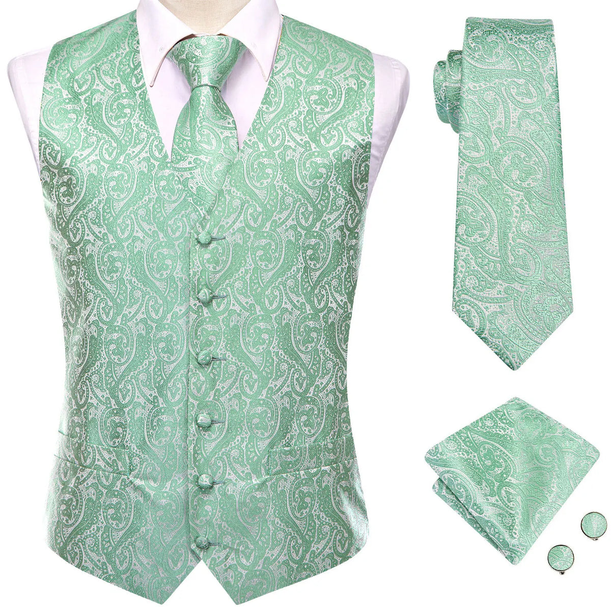 Men's Suit Vest 4-Piece Set – Solid Violet Lilac Woven Waistcoat for Weddings & Business Formal