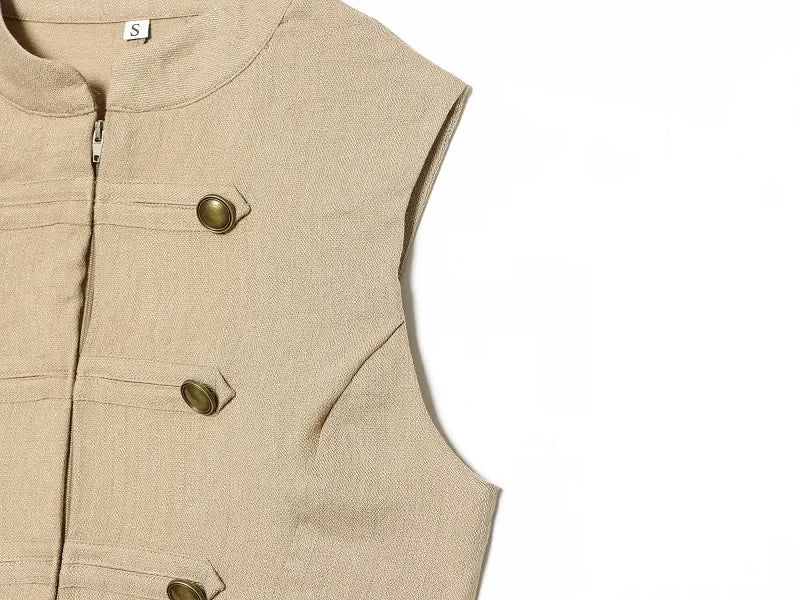 Button Up Vest Tops For Women Sleeveless Office Wear Khaki Crop Black Top Slim Fit Casual Waistcoat Top Zip Up Women’s Tops