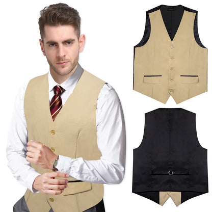 Men's Suit Vest – Solid Formal Waistcoat for Wedding, Party & Business Wear