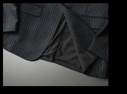 2026 Striped Casual Business Suit Jacket for Men High Quality Slim Fit Office Social Blazers Wedding Host Formal Coats M-4XL