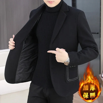 Blazer Men Fashion, Business Gentleman, Groom, Professional Gentleman, Fitted, Casual, Woolen and Cotton Dress, High-end Blazer