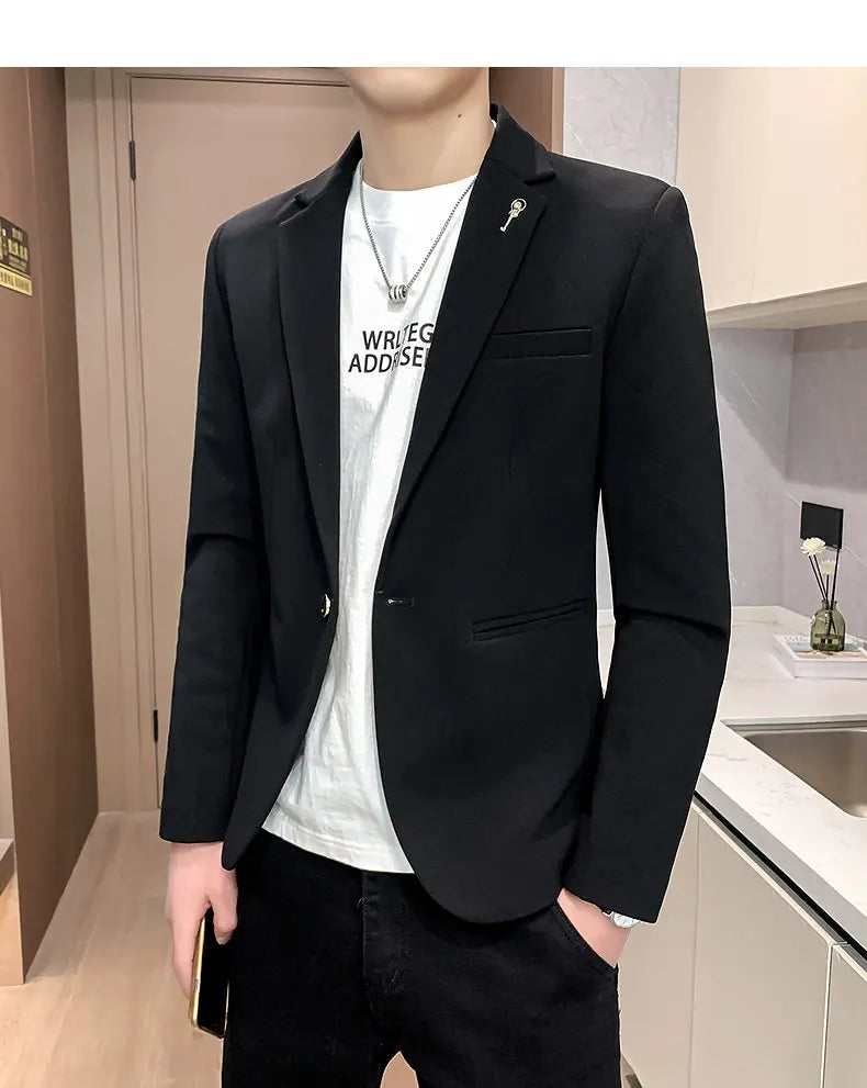 Blazer Outdoor Men's Velvet Fashion Business Korean-style Travel Wedding Solid Color Slimming Casual High Formal Wear Blazer