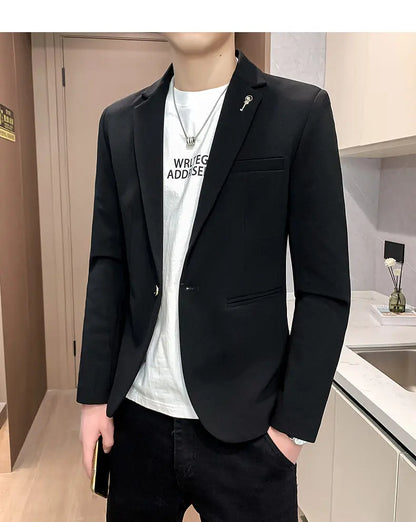 Blazer Outdoor Men's Velvet Fashion Business Korean-style Travel Wedding Solid Color Slimming Casual High Formal Wear Blazer