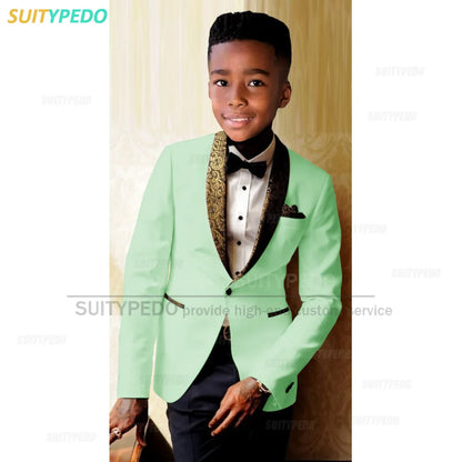 Formal Kid Boy's Suit Graduation Ceremony Host Blazer Pants Outfit Piano Performance Custome Suitable Children Elegant Attire