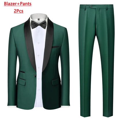 Men's Slim Fit Formal Suit Set – Blazer, Vest & Pants for Weddings & Parties