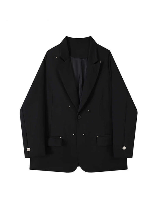 Women's Black Gothic Emo Blazer Jacket Vintage Long Sleeve Outerwear Office Ladies Oversize Suit Coat Harajuku Y2k 2000s Clothes