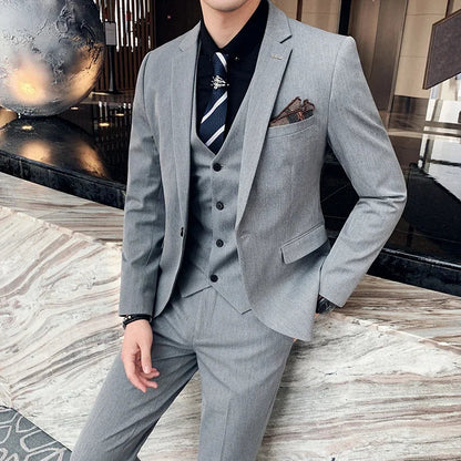 Men's 3-Piece Formal Suit Slim Fit Blazer Vest Pants for Wedding Business Smart Casual