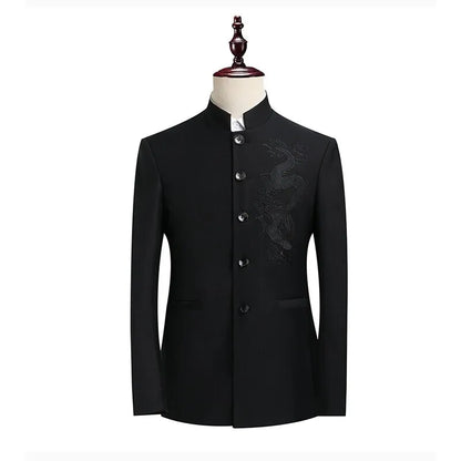 Blazer Men Fashion Gentleman Business Slimming Outdoor Zhongshan Suit Trendy Banquet Host Casual Wedding Stand-up Collar Blazer