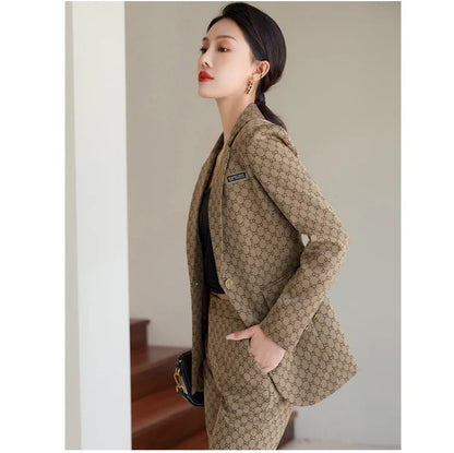 High Quality Fabric Women Business Suits With Pants and Blazer Coat Professional Autumn Winter Office Ladies Pantsuits Blazers