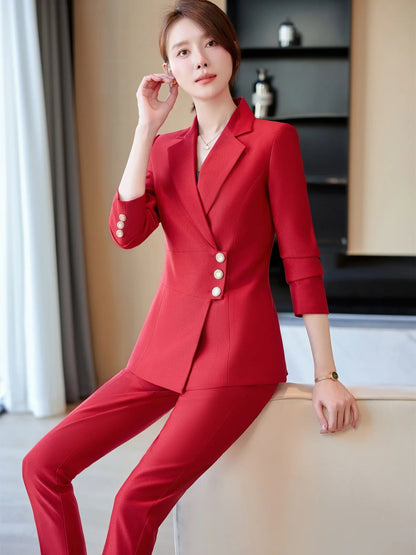 New fashion professional women's clothing for 2025, high-quality two-piece suit jacket + pants. Elegant and charming