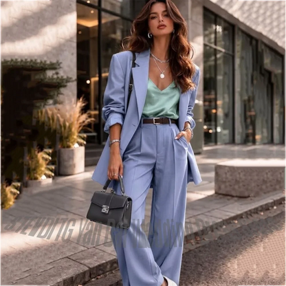 Casual Women Suit Stylish Notched Lapel Single Breasted Modern Elegant Outfit Business Office Daily Street Style Jacket Pants