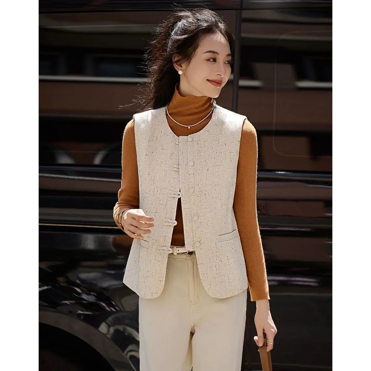 Women's Vest New Fashion Retro Chinese Vest Coat New Small Fragrant Vest Female Tops Sleeveless Jacket Chaleco Mujer Outerwear