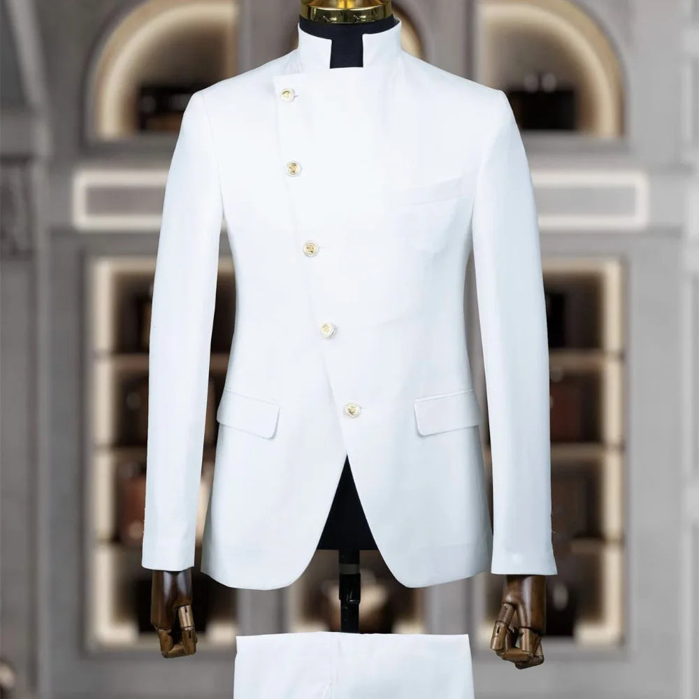 Costume Homme Cintrée 2 Pièces Uni pour Marié, Ensemble Blazer et Pantalon, Formel et Élégant, pour Fête, Bal de Fin d'Année, Banquet (Veste + Pantalon)