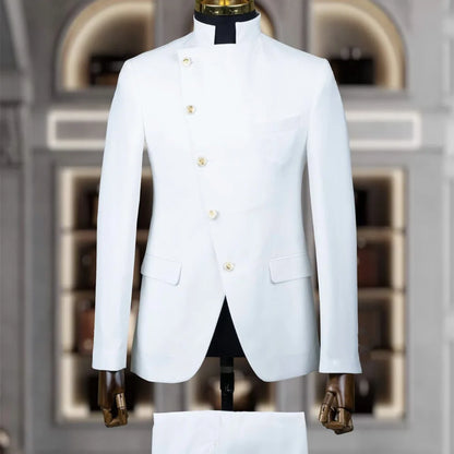 Costume Homme Cintrée 2 Pièces Uni pour Marié, Ensemble Blazer et Pantalon, Formel et Élégant, pour Fête, Bal de Fin d'Année, Banquet (Veste + Pantalon)