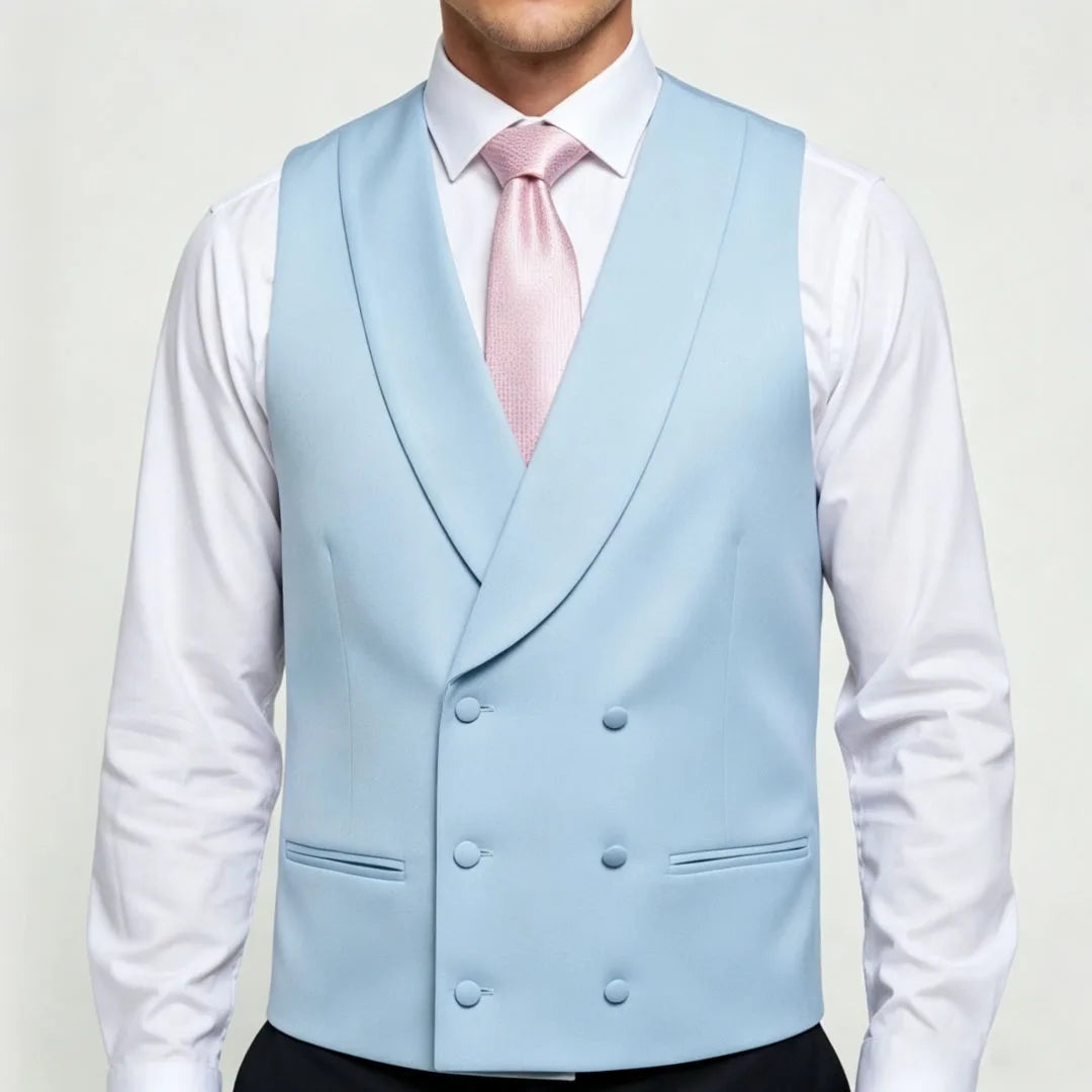 Men's Double Breasted Vest – Formal Lapel Waistcoat for Wedding & Business