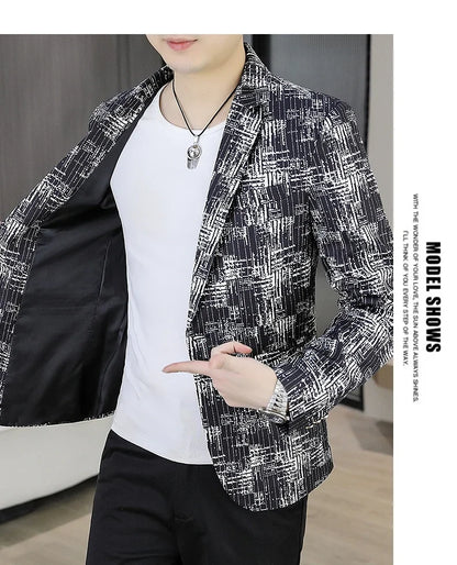 Men's Blazer Fashionable Casual Business Gentleman Outdoor Trendy Checkered Banquet Versatile and Slimming Korean Version Blazer