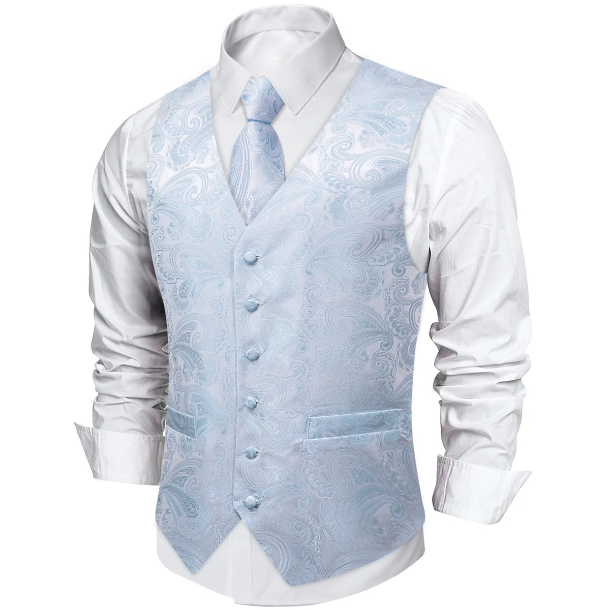 Men's Paisley Suit Vest with Tie and Handkerchief Set for Wedding and Prom