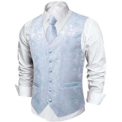 Men's Paisley Suit Vest with Tie and Handkerchief Set for Wedding and Prom