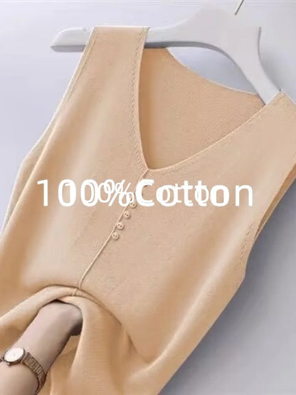 Summer Women's Tank Top Silk V-neck Wide Shoulder Strap Color Knitted Shirt Sleeveless Top Student Ice Silk Vest
