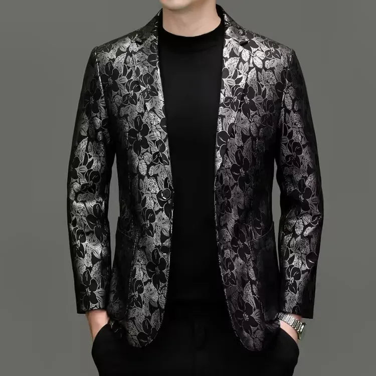Men's Slim Fit Sheepskin Leather Blazer – Smart Casual Single Breasted Suit Jacket