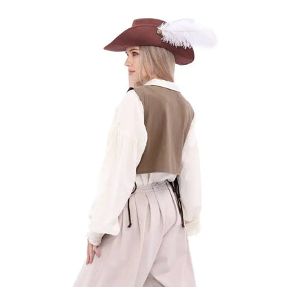 Women Pirate Vest Medieval Costumes Adult Halloween Renaissance Vest Black Bard Vest Top Bodice