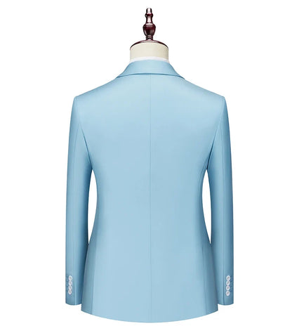 Men's Double Breasted Blazer – Formal Solid Color Suit Jacket for Weddings & Business