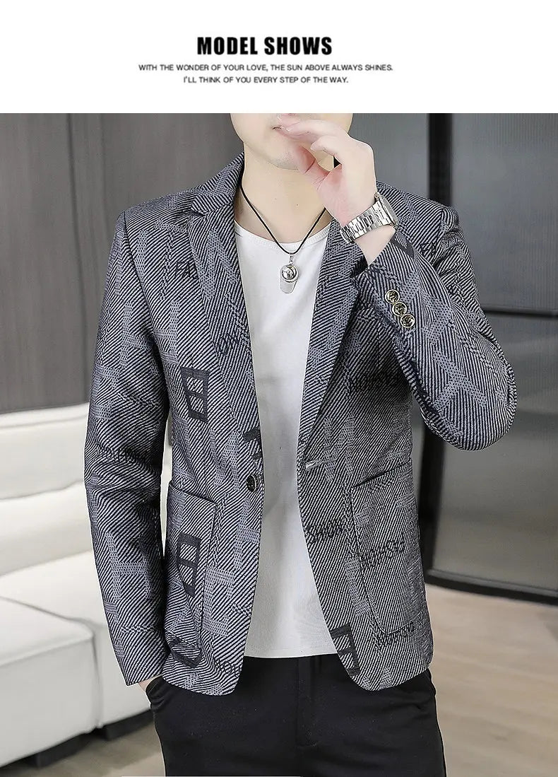 Blazer Men's Fashion Outdoor Travel Gentleman Wedding Slimming Business Versatile Trendy Casual Korean-style Formal Wear Blazer