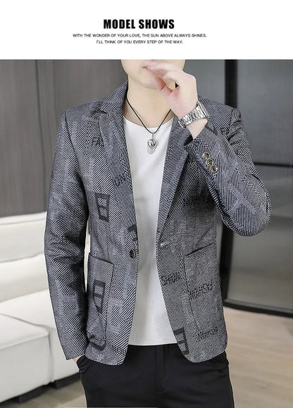 Blazer Men's Fashion Outdoor Travel Gentleman Wedding Slimming Business Versatile Trendy Casual Korean-style Formal Wear Blazer