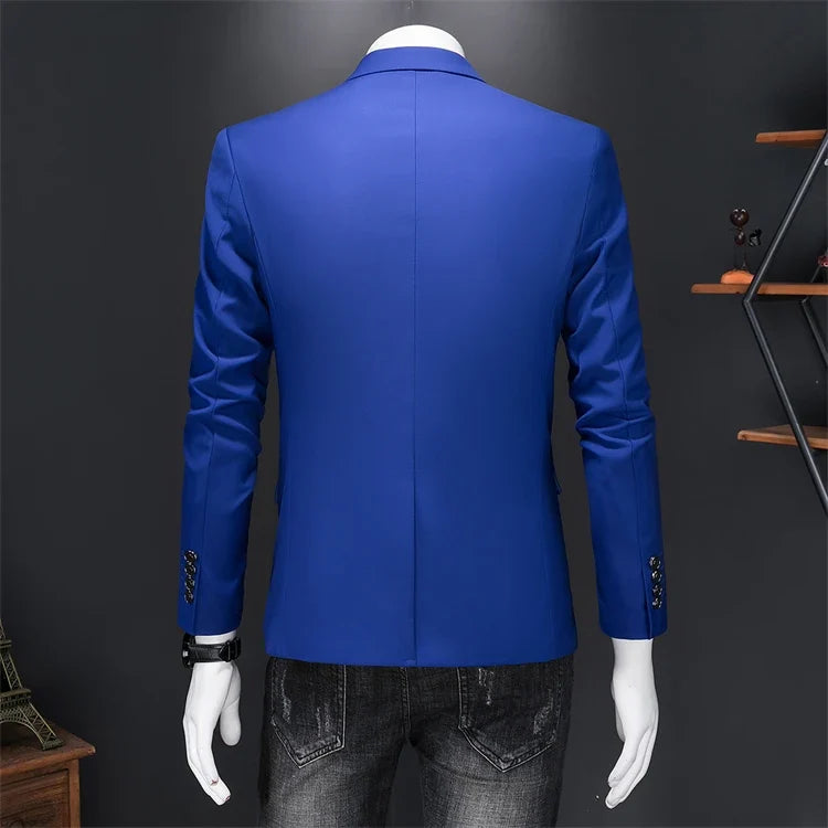 Men's Slim Fit Single-Breasted Blazer for Business Casual and Wedding Occasions